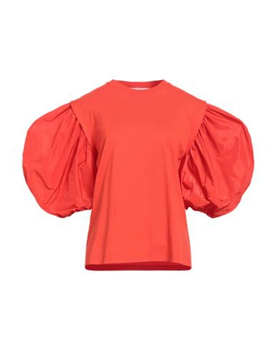 Msgm Woman T-shirt Tomato Red Size S Cotton, Polyester