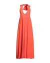 Compagnia Italiana Woman Maxi Dress Tomato Red Size 4 Viscose, Linen