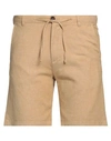 Selected Homme Man Shorts & Bermuda Shorts Ocher Size M Organic Cotton, Linen, Elastane In Yellow