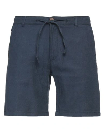 Selected Homme Man Shorts & Bermuda Shorts Navy Blue Size M Organic Cotton, Linen, Elastane