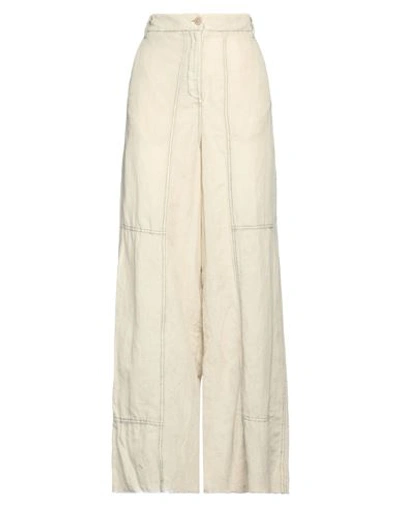 Masnada Woman Pants Light Grey Size 6 Cotton, Linen, Polyamide