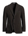 Boglioli Man Blazer Dark Brown Size 36 Cotton, Linen