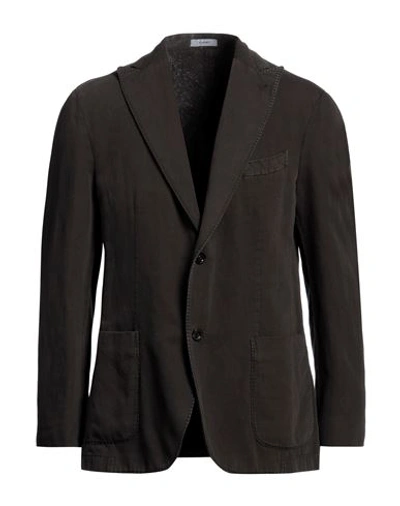 Boglioli Man Blazer Dark Brown Size 40 Cotton, Linen