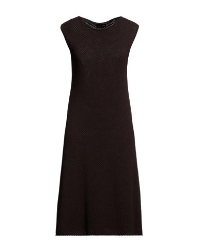 Roberto Collina Woman Mini Dress Black Size L Viscose, Polyester In Brown