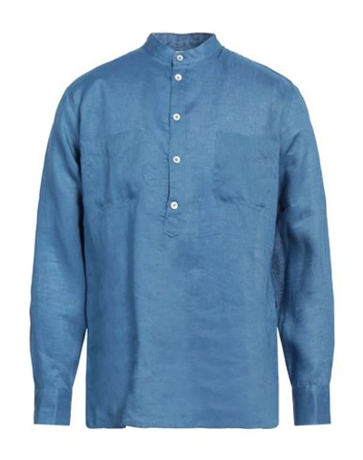 Pt Torino Man Shirt Pastel Blue Size 17 Linen