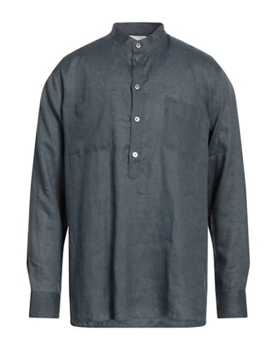 Pt Torino Man Shirt Slate Blue Size 16 ½ Linen