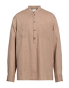 Pt Torino Man Shirt Camel Size 17 Linen In Beige