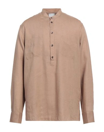 Pt Torino Man Shirt Camel Size 17 Linen In Beige