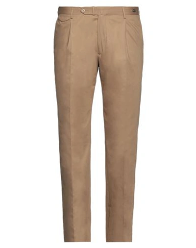 Tagliatore Man Pants Camel Size 40 Cotton, Elastane In Beige