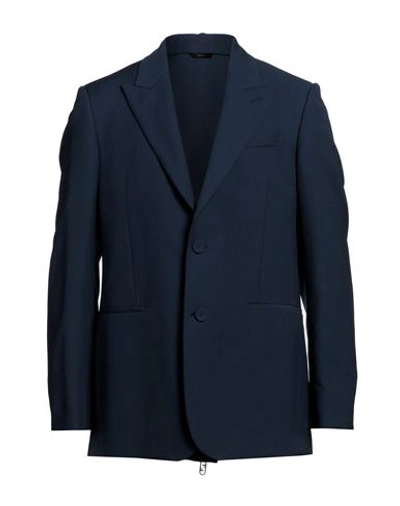 Fendi Man Blazer Navy Size 40 Virgin Wool, Polyester In Navy Blue