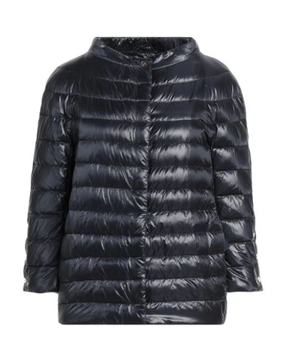 Herno Woman Down Jacket Midnight Blue Size 6 Polyamide, Polyester, Cotton In Blue