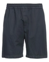 Paolo Pecora Man Shorts & Bermuda Shorts Midnight Blue Size 36 Cotton, Linen, Elastane