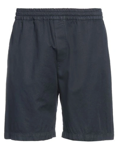 Paolo Pecora Man Shorts & Bermuda Shorts Midnight Blue Size 34 Cotton, Linen, Elastane