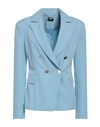 Liu •jo Woman Blazer Sky Blue Size 8 Polyester, Elastane