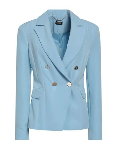 Liu •jo Woman Blazer Sky Blue Size 8 Polyester, Elastane In Blue