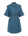 Pinko Woman Mini Dress Blue Size 8 Cotton In Blue