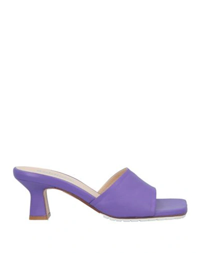 Baldinini Woman Sandals Purple Size 11 Leather
