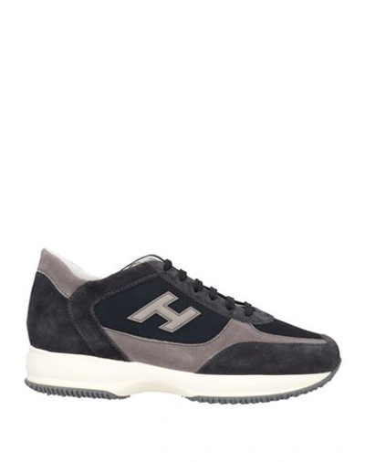 Hogan Man Sneakers Navy Blue Size 9 Leather, Textile Fibers