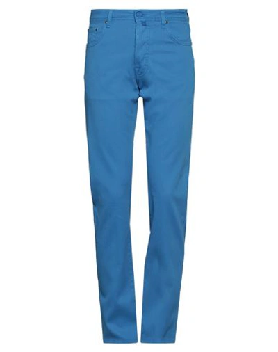Jacob Cohёn Man Pants Azure Size 35 Cotton, Lyocell, Elastane, Polyester In Blue