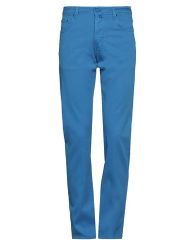 Jacob Cohёn Man Pants Azure Size 38 Cotton, Lyocell, Elastane, Polyester In Blue