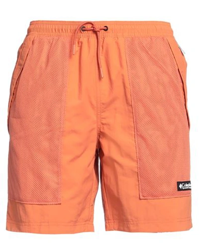 Columbia Man Shorts & Bermuda Shorts Orange Size L Nylon