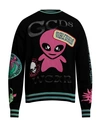 Gcds Man Sweater Black Size L Cotton, Wool, Nylon In Black