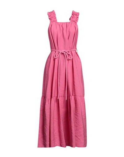 White Wise Woman Maxi Dress Fuchsia Size 10 Tencel, Polyester In Pink