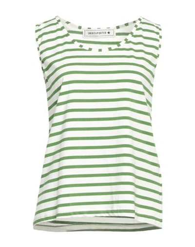 Shirtaporter Woman Top Green Size 8 Cotton, Elastane