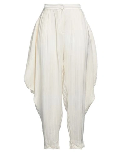 Un-namable Woman Pants Ivory Size 8 Viscose, Silk In White