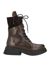 1725.a Woman Ankle Boots Dark Brown Size 11 Leather In Brown
