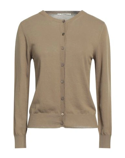 Kangra Cashmere Kangra Woman Cardigan Khaki Size 10 Cotton In Beige