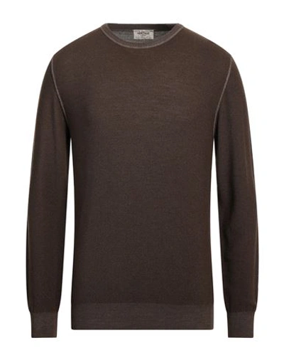 Heritage Man Sweater Dark Brown Size 38 Merino Wool