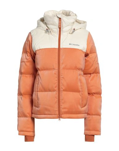 Columbia Woman Down Jacket Apricot Size M Recycled Polyester In Orange