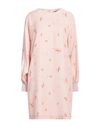 Armani Exchange Woman Mini Dress Blush Size 14 Viscose In Pink