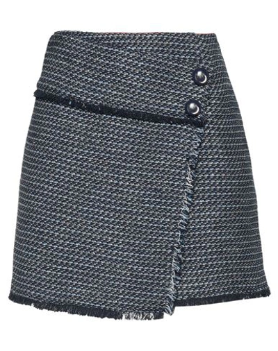 Pinko Woman Mini Skirt Navy Blue Size 4 Cotton, Polyester, Viscose, Polyamide, Metallic Fiber
