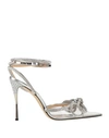 Mach&mach Double Bow High-heeled Sandals In Silver