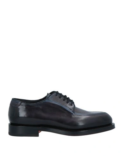 Santoni Man Lace-up Shoes Black Size 13 Leather