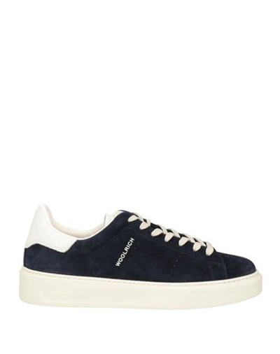 Woolrich Man Sneakers Midnight Blue Size 8 Leather