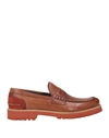 Pollini Man Loafers Tan Size 12 Leather In Brown