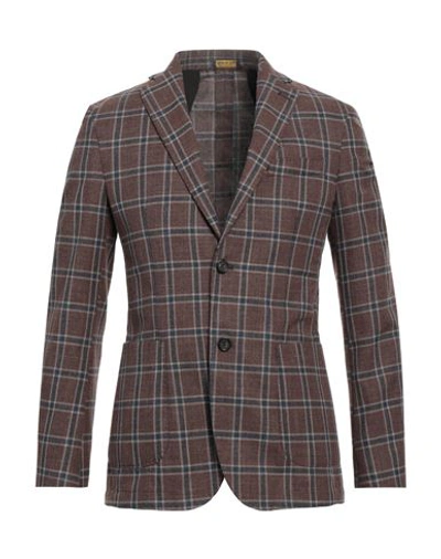 Carlo Casalini Man Blazer Brown Size 38 Cotton, Linen, Polyester