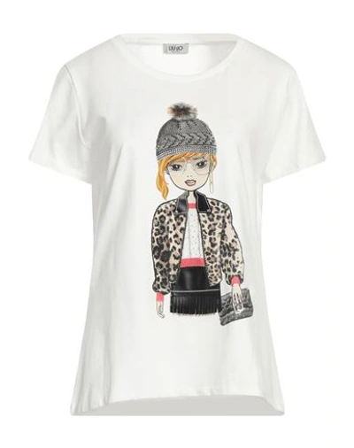 Liu •jo Woman T-shirt White Size L Cotton, Elastane