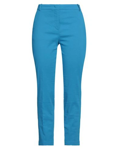 Pinko Woman Pants Azure Size 6 Linen, Viscose, Elastane In Blue