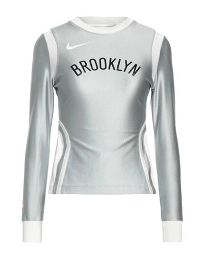Nike Woman T-shirt Light Grey Size Xl Polyamide, Elastane
