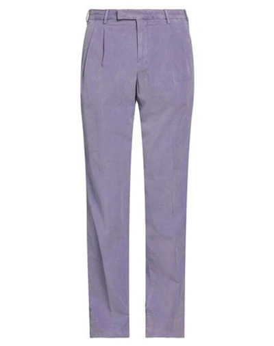 Pt Torino Man Pants Lilac Size 36 Cotton, Elastane In Purple