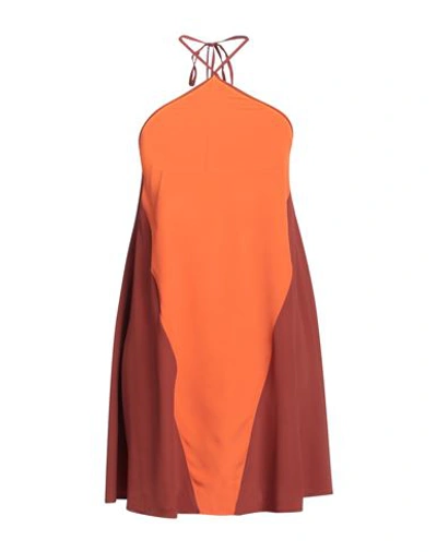 Même Road Woman Mini Dress Rust Size 8 Acetate, Silk In Red