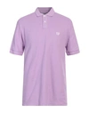 Fred Perry Man Polo Shirt Lilac Size L Cotton In Purple