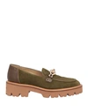 Baldinini Woman Loafers Sage Green Size 11 Leather