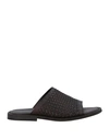 Baldinini Man Sandals Dark Brown Size 12 Leather In Brown
