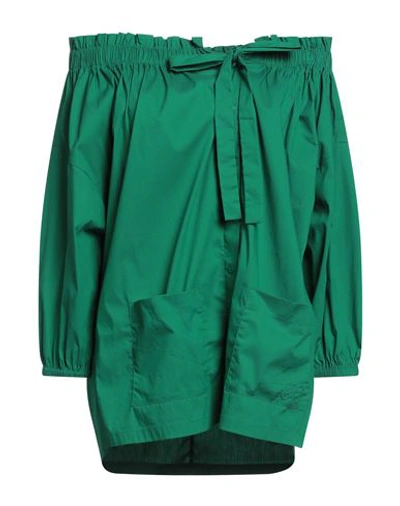 Semicouture Woman Shirt Green Size 4 Cotton, Polyamide, Elastane