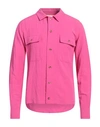 Beaucoup .., Man Shirt Fuchsia Size L Viscose, Linen In Pink